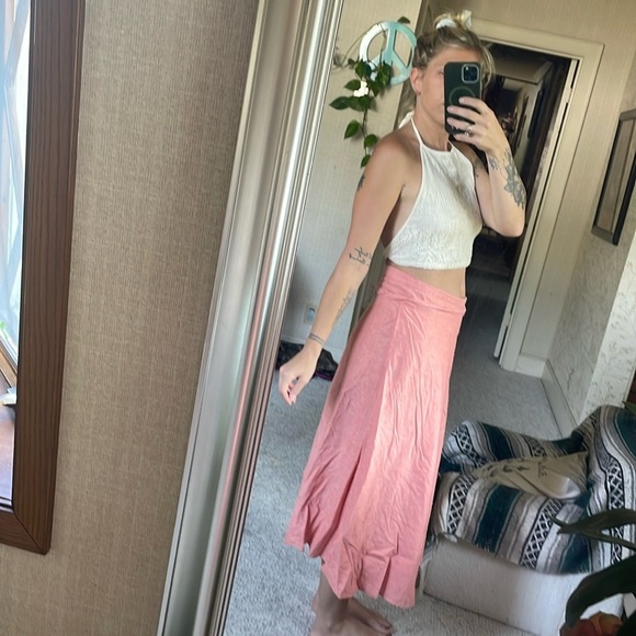 Carve Designs True Wrap Coral Linen Women's Skirt - Picture 7 of 16